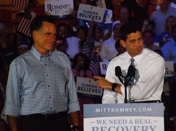 Mitt Romney and Paul Ryan on stage in Daytona Beach, FL / Headline Surfer